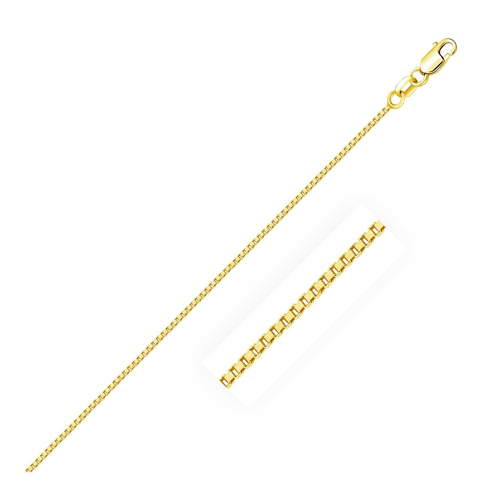14k Yellow Gold Classic Box Chain Necklace 0.8mm Width 13″-30″ Inch Length