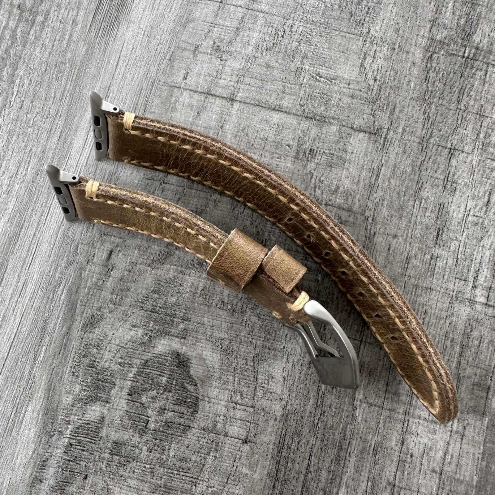 For Apple Watch Ultra 1 2 49mm 45/44mm Thick Distressed Brown Leather Watch Band