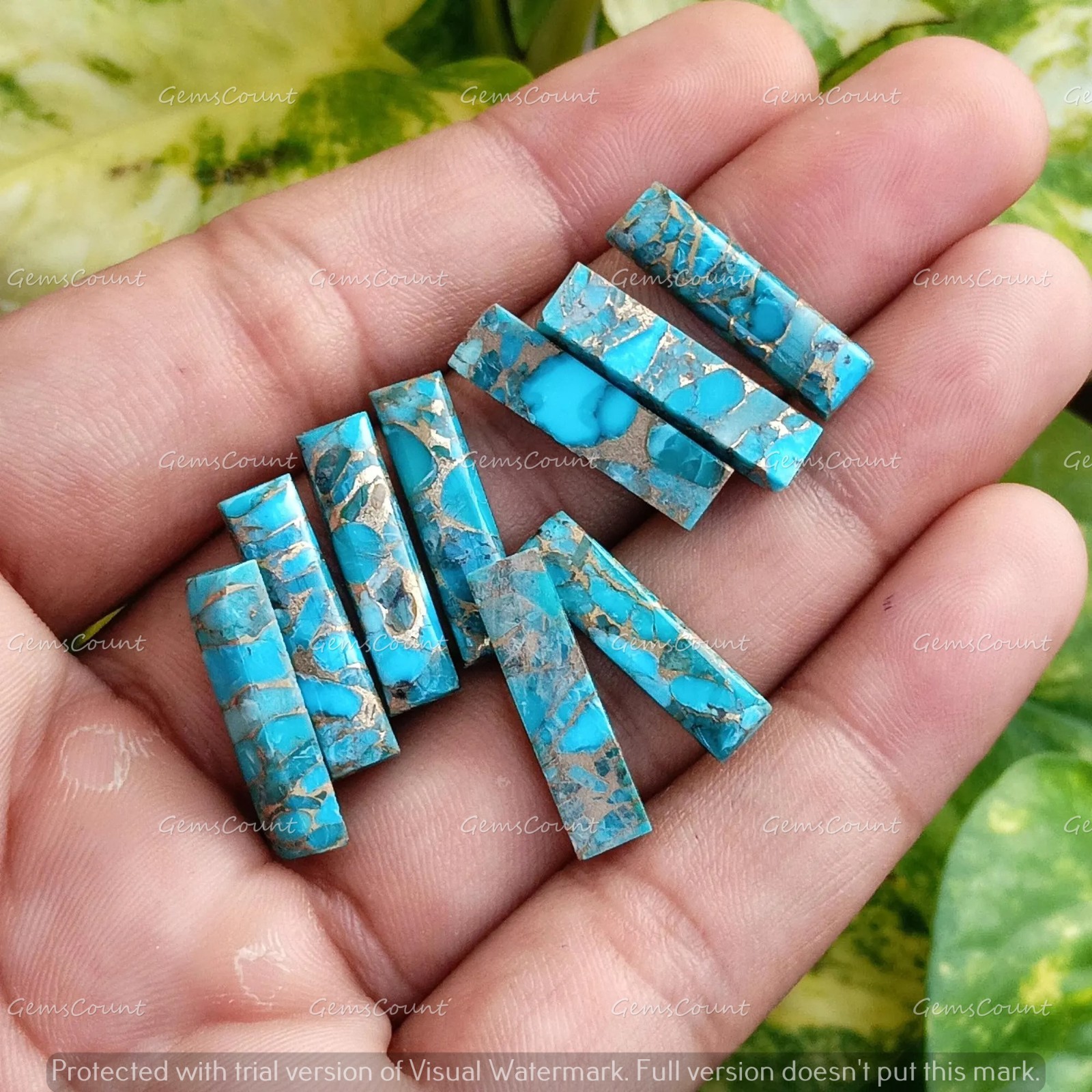 Natural Blue Copper Turquoise Rectangle Cabochon Gemstone 5x10mm-15x30mm