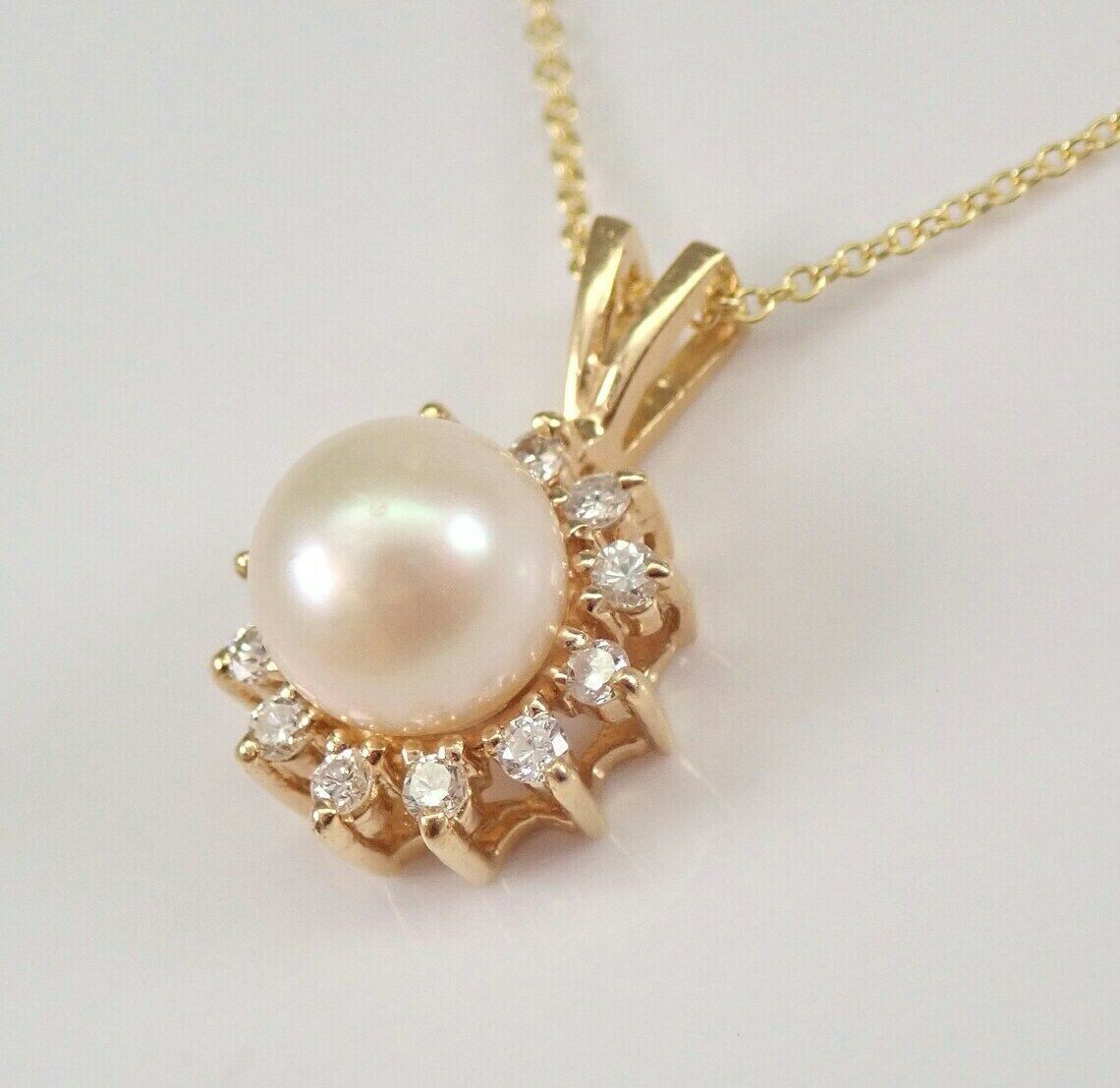 2.50Ct Round Cut White Pearl Halo Pendant 14K Yellow Gold Finish Free Chain