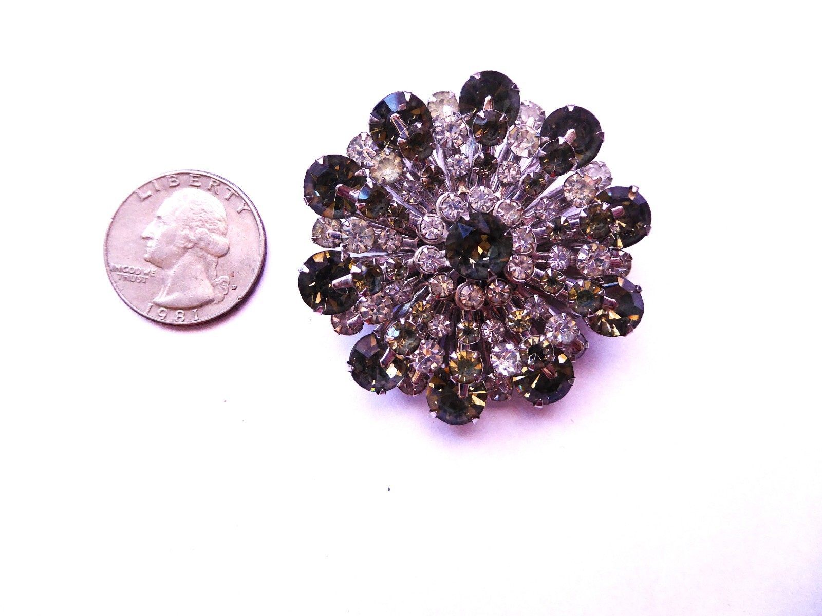 Retro Brooch Art Deco Glass Rhinestones Starburst Lilac Pin Grandma’s Closet