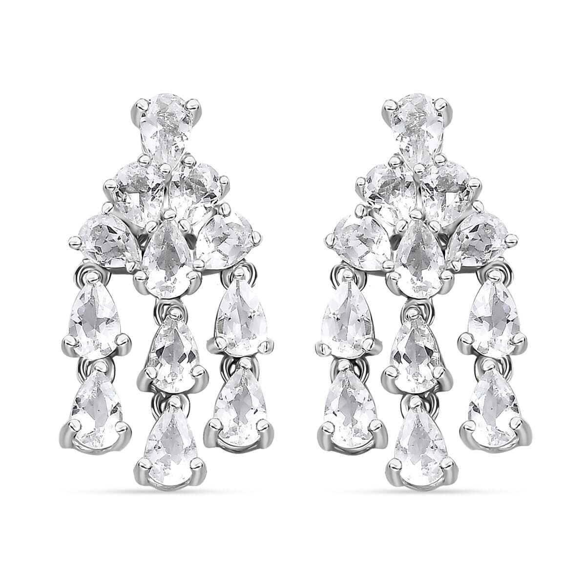 STUNNING!! 3.85ctw Brazilian Petalite Celebrity Earrings Rhodium Plated Sterling