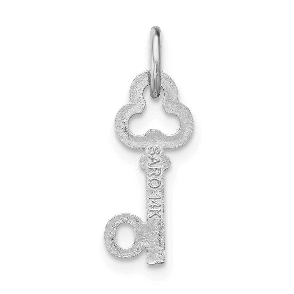 Real 14K White Gold Key Letter O Initial Charm Pendant; 0.38 g; Length: 15.53 mm