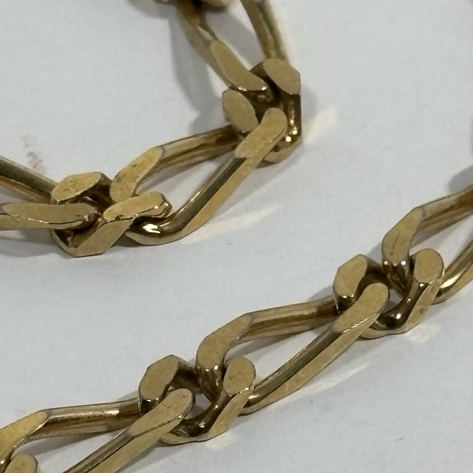 Vintage Signed MONET Gold Tone Chain Necklace Figaro Flat Link 30″