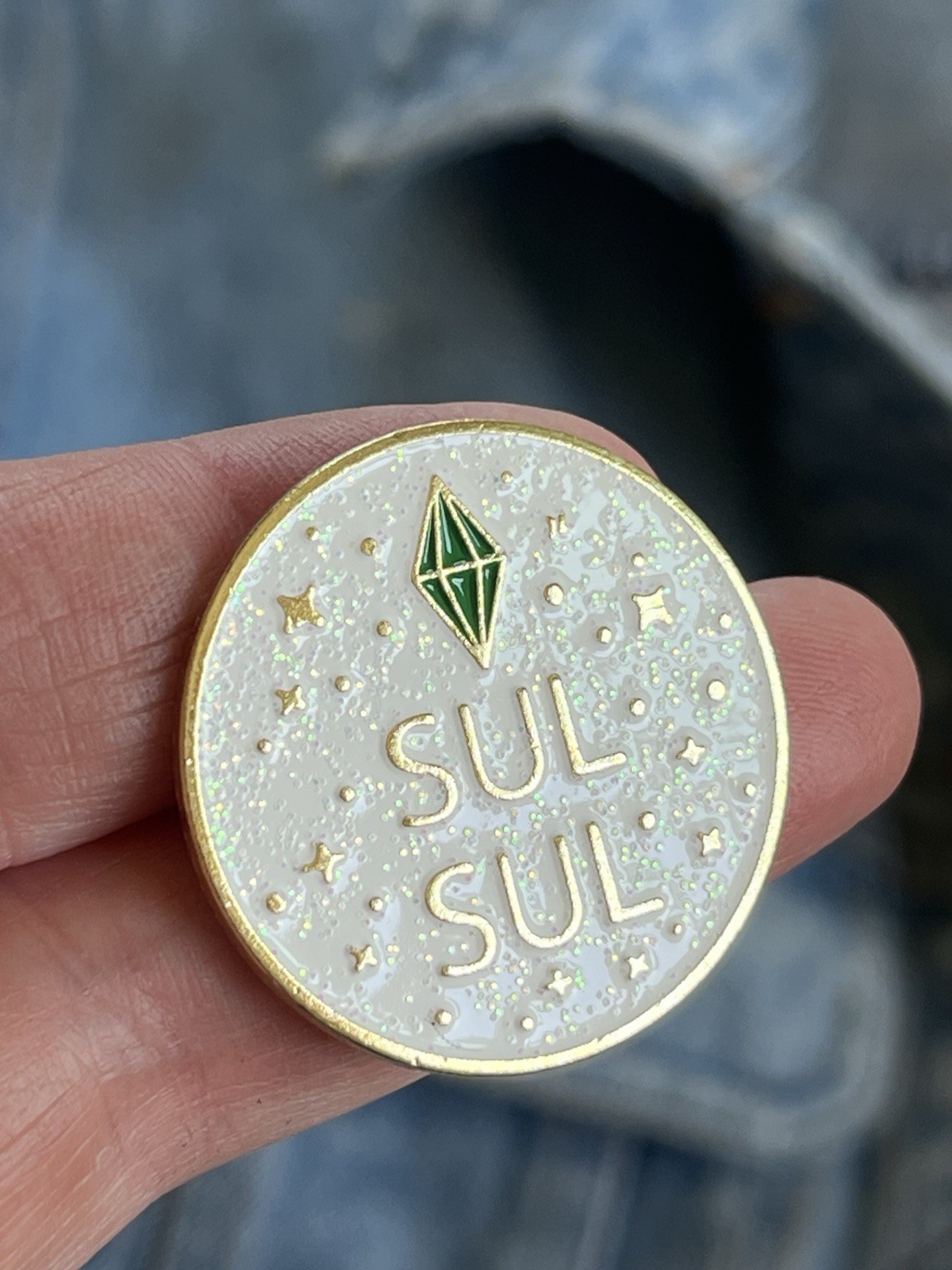 The Sims – “Sul Sul” Funny Simlish Video Games Gold Plated Glittery Enamel Pin