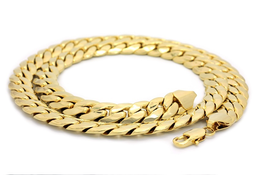 Men’s Miami Cuban link Chain 10mm 24″ 30 Necklace 14k Gold Plated