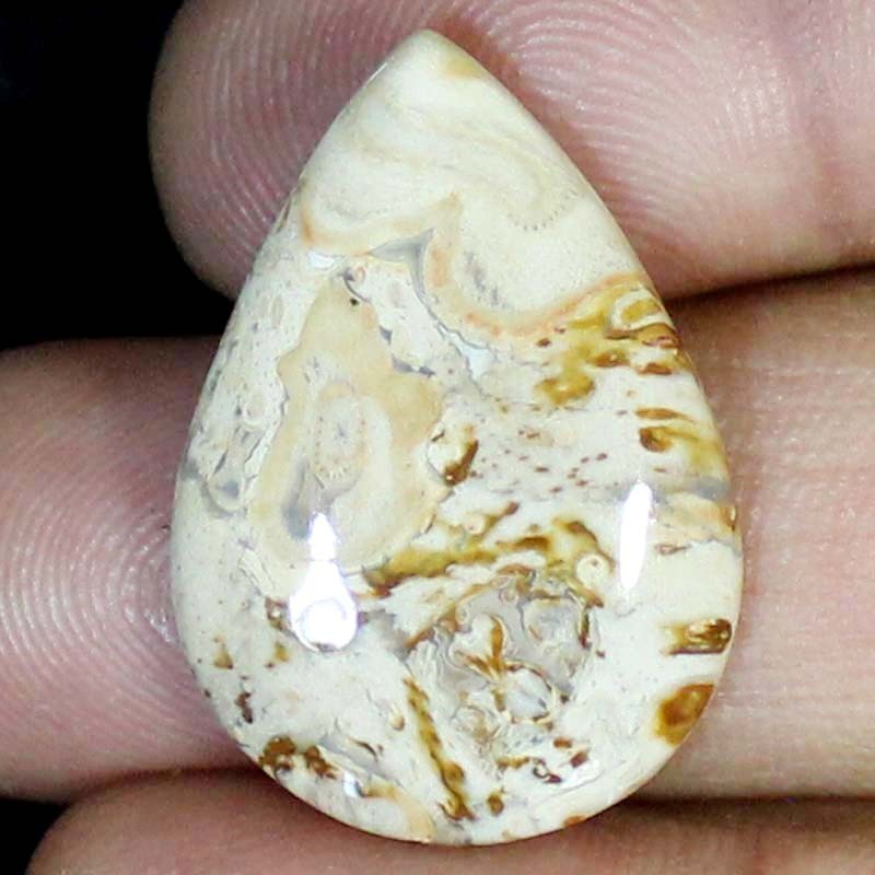22.60 CT Natural Petrified Wood Agate PEAR Cabochon , Petrified stone 21x30x5 mm