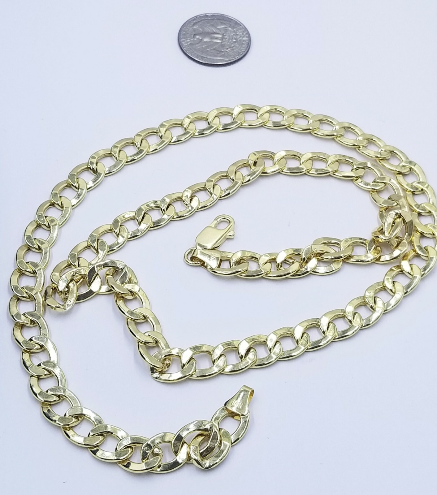 10K Yellow Gold Cuban Curb Link chain 10mm Necklace 18″-26″ Men Women
