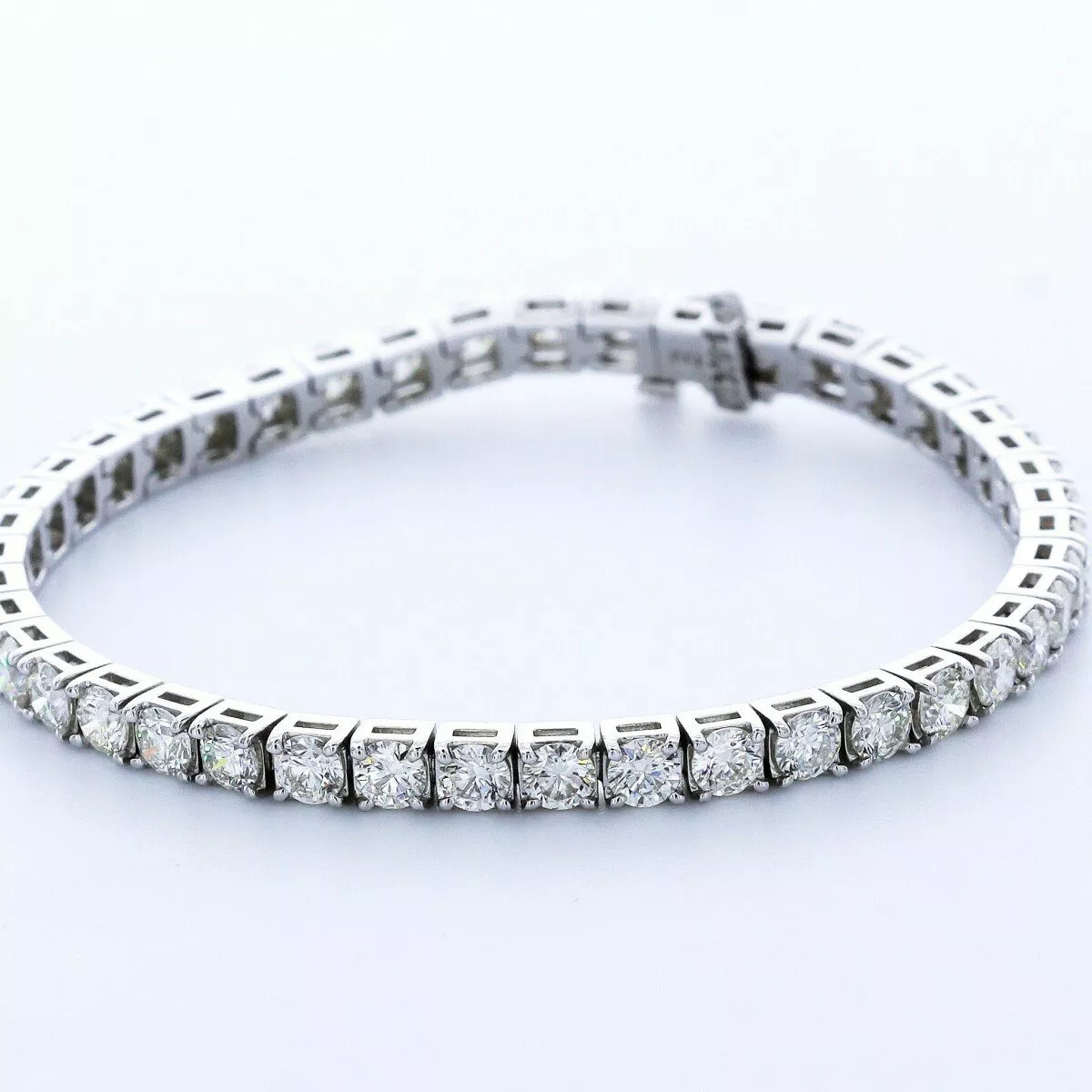 Tennis Bracelet Solid 14K Gold Classic 8.50 Carat Round Lab-Grown Diamond D VVS1