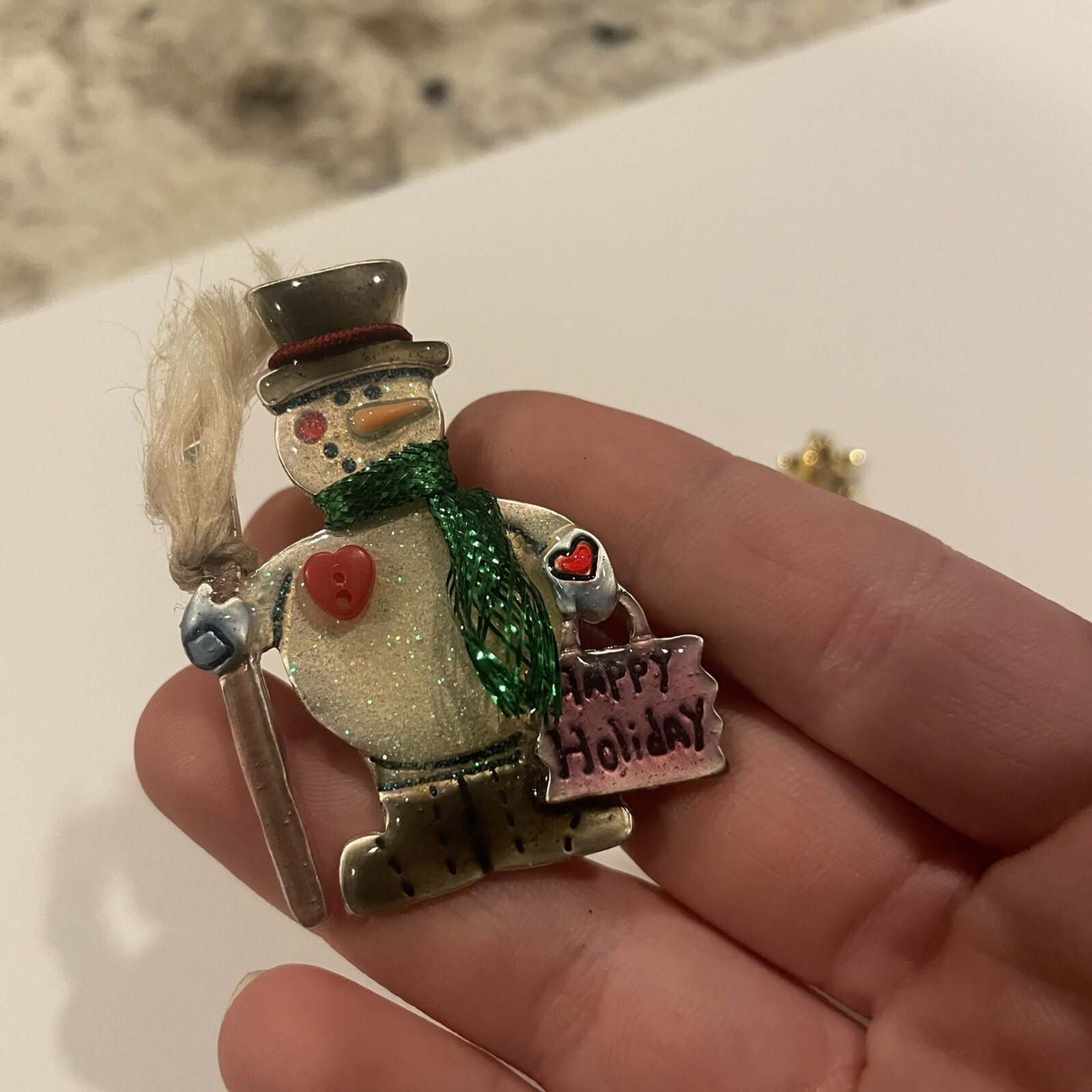 Danecraft Christmas Tree / AJMC Happy Holiday Snowman Lot Of 2 Brooch Pin