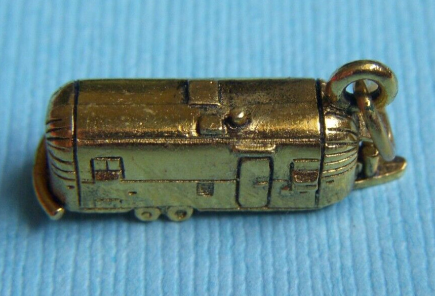 Vintage Kinney travel trailer RV gold tone charm