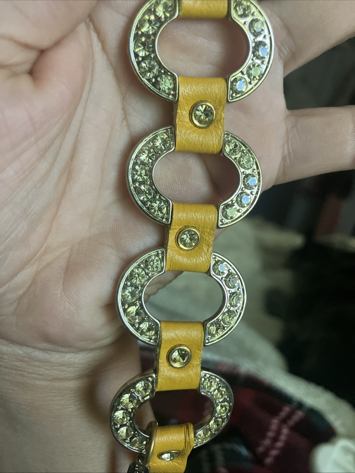 Natasha Leather Gemstone Mustard Yellow bracelet