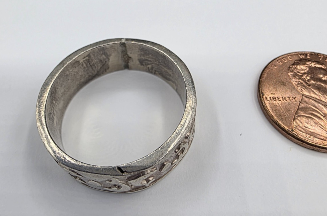 Dolphin Motif Sterling Silver Band RingSize 10.75 Marked Mex