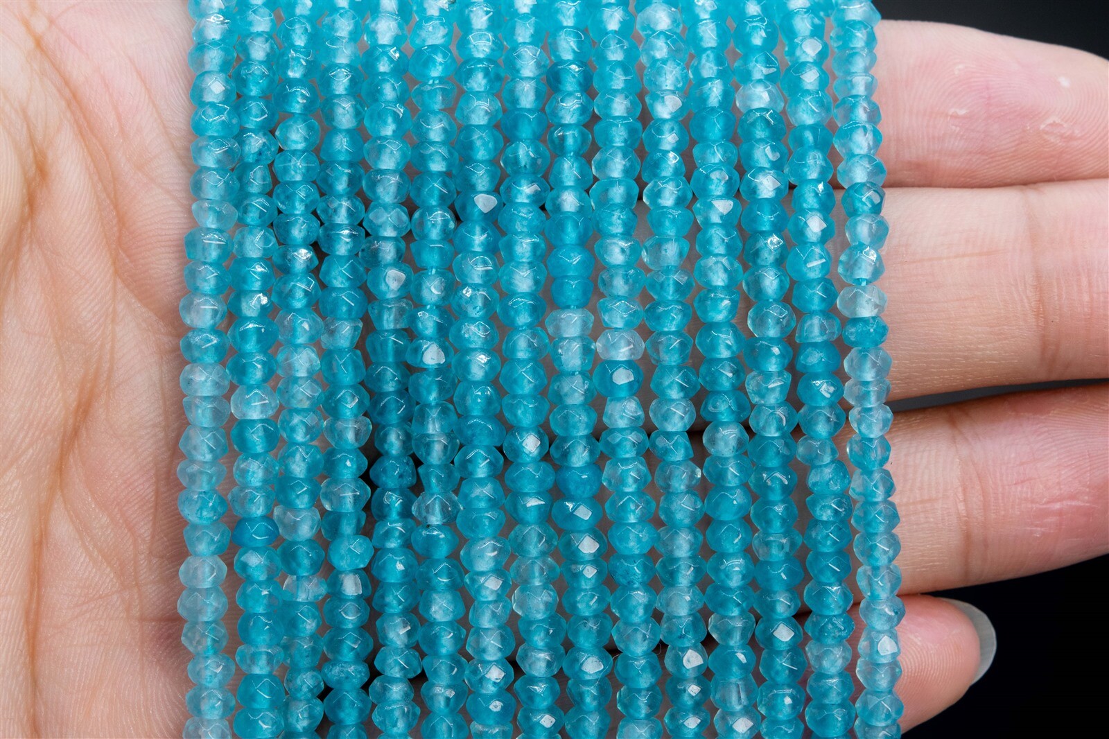 4x2MM Natural Faint Blue Jade Beads Grade AAA Faceted Rondelle Loose Beads 15″