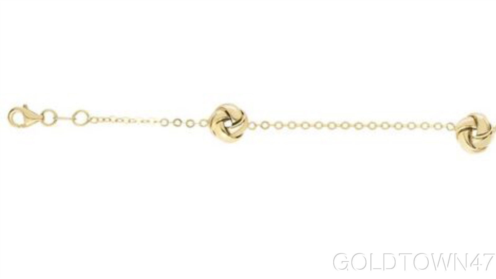 14kt Yellow Gold Shiny 3 Love knot On Piatto Type Link Fancy Bracelet
