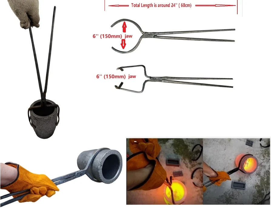 16 KG Gas Metal Melting Furnace Kit Foundry Casting Lifting and Pouring Tongs