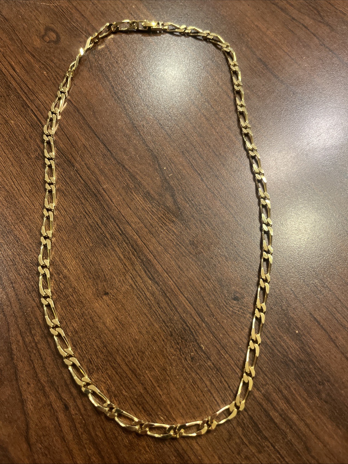 Vintage Monet Figaro flat 22 inch Goldtone Necklace chain link signed