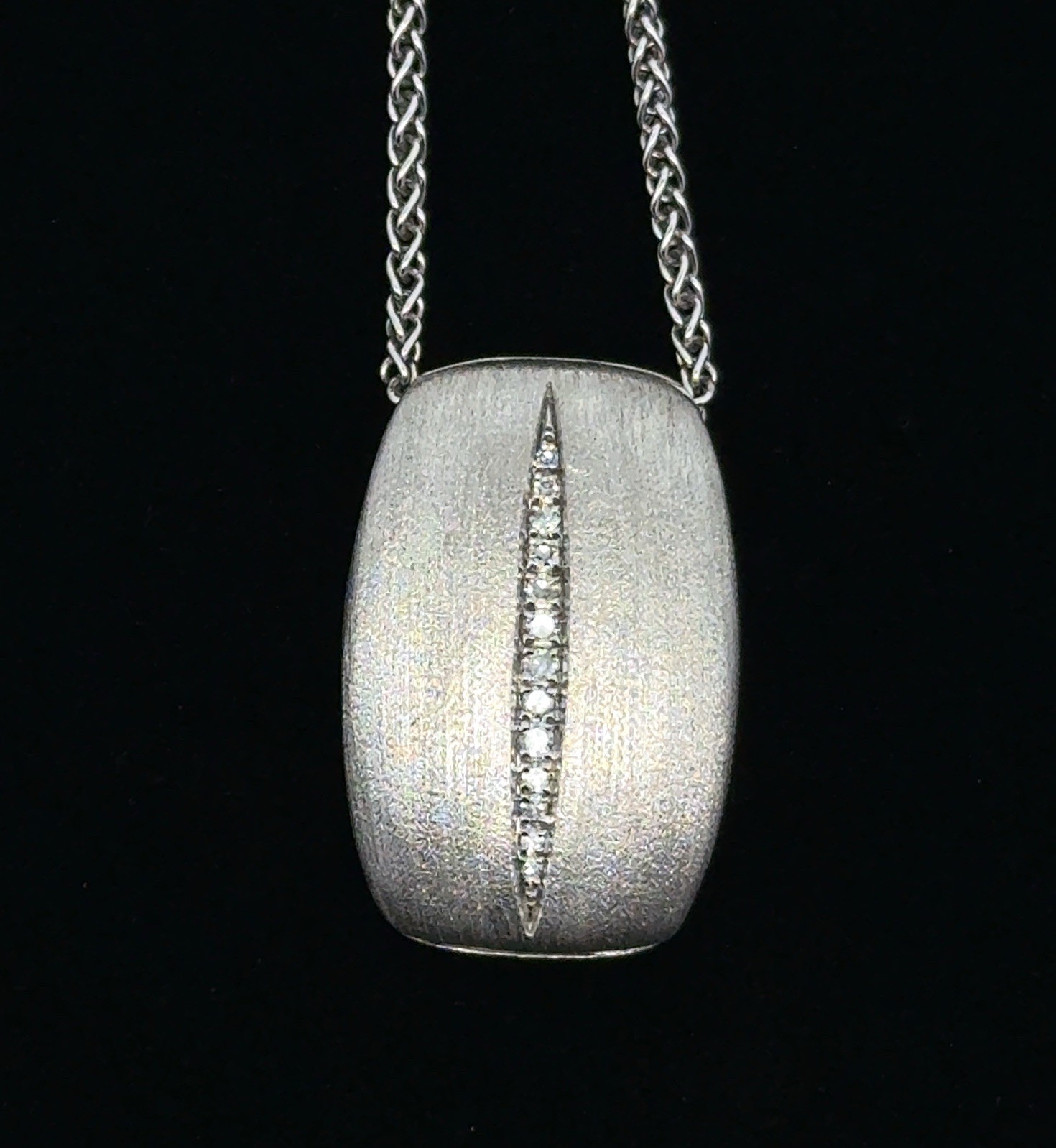 EFFY 17” 925 Sterling Silver Brushed Finish Diamond Pendant Necklace, 6.5”