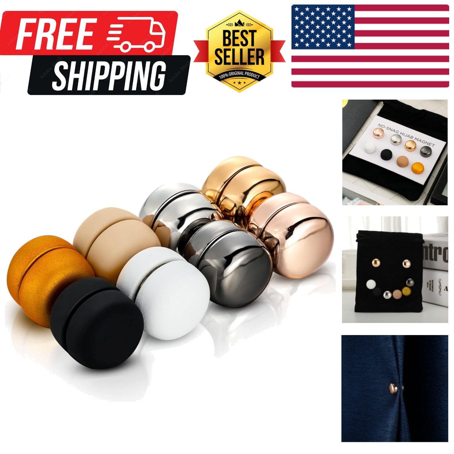 8 Pairs Hijab Magnets Strong Hijab Pins Women for Dress Cleavage Multi-use Pi…