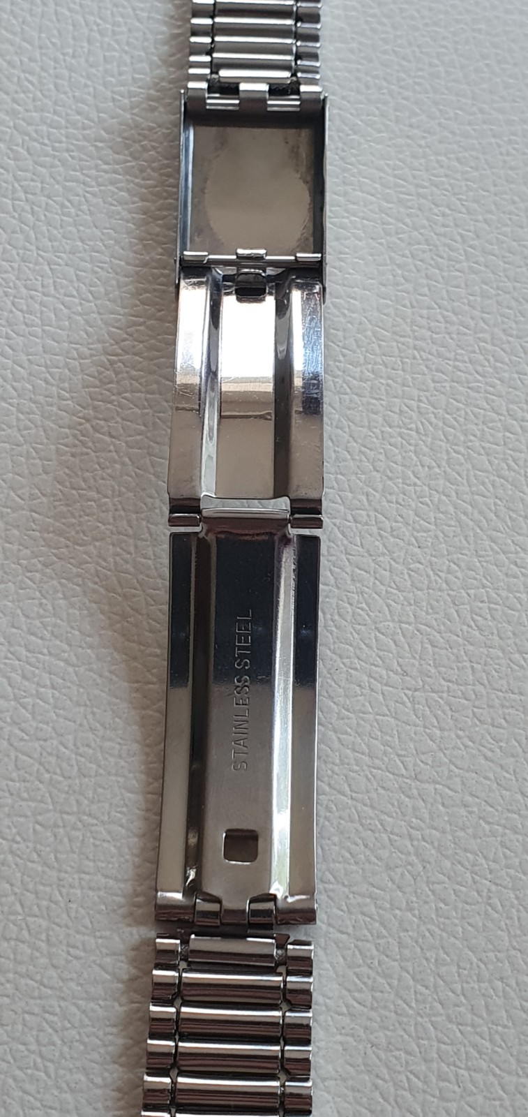 NOS Vintage Stainless Steel Coffin Link Watch Band 16-20mm Telescopic Bracelet