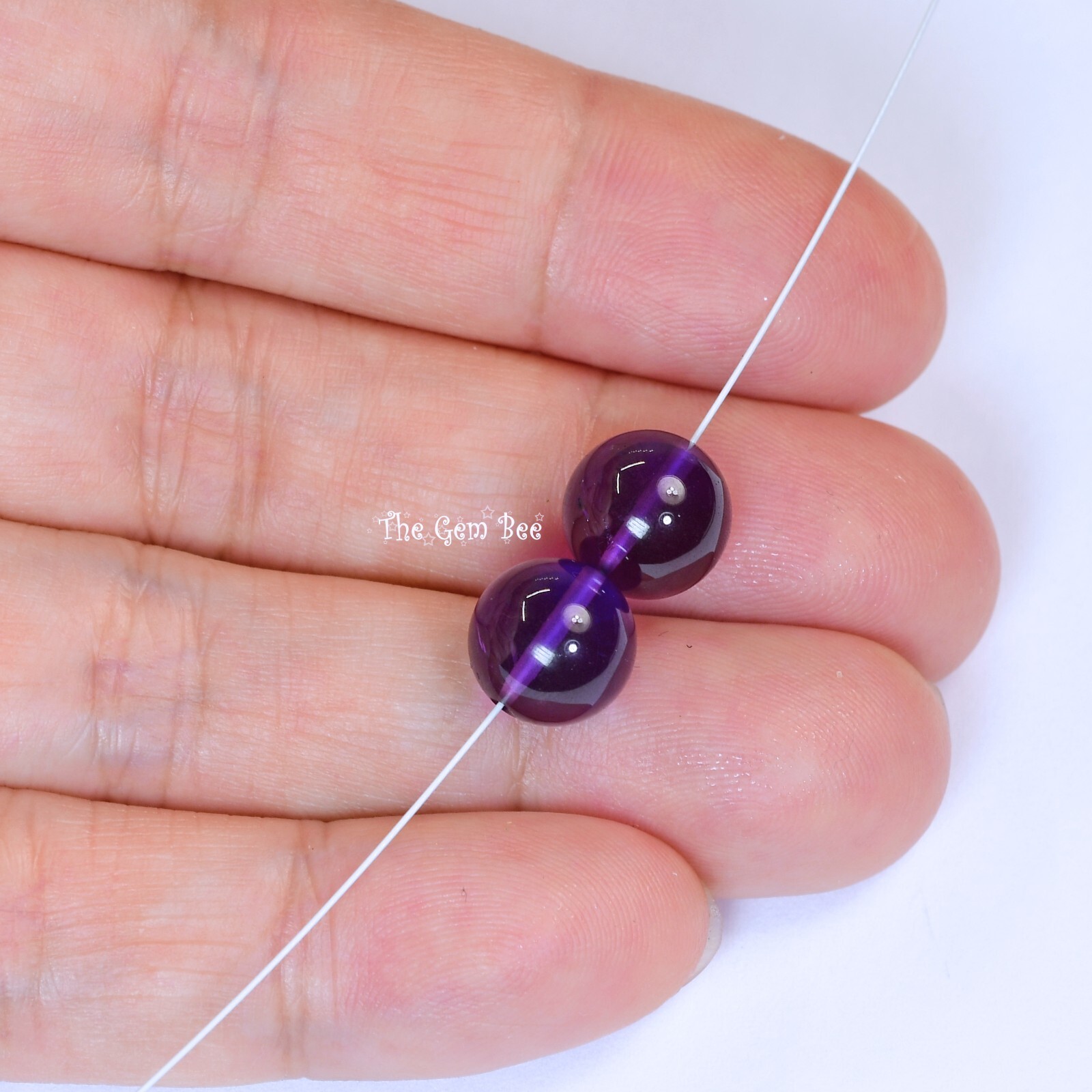 9mm Fine Gem African Purple Amethyst Smooth Sphere Round Rondelle Beads PAIR (2)