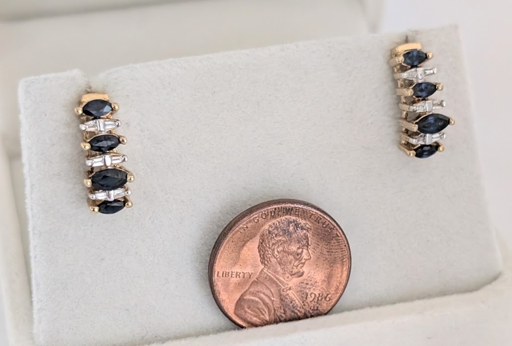 Sapphire & Diamond Earrings 10K 2.9 Grams Retail Price $1399 Make Me An Offer!