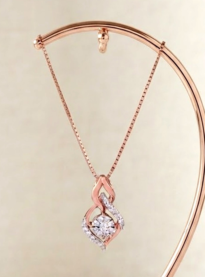 0.52ct Natural Round Diamond 14k BIS Hallmarked Rose Gold Wedding Pendant
