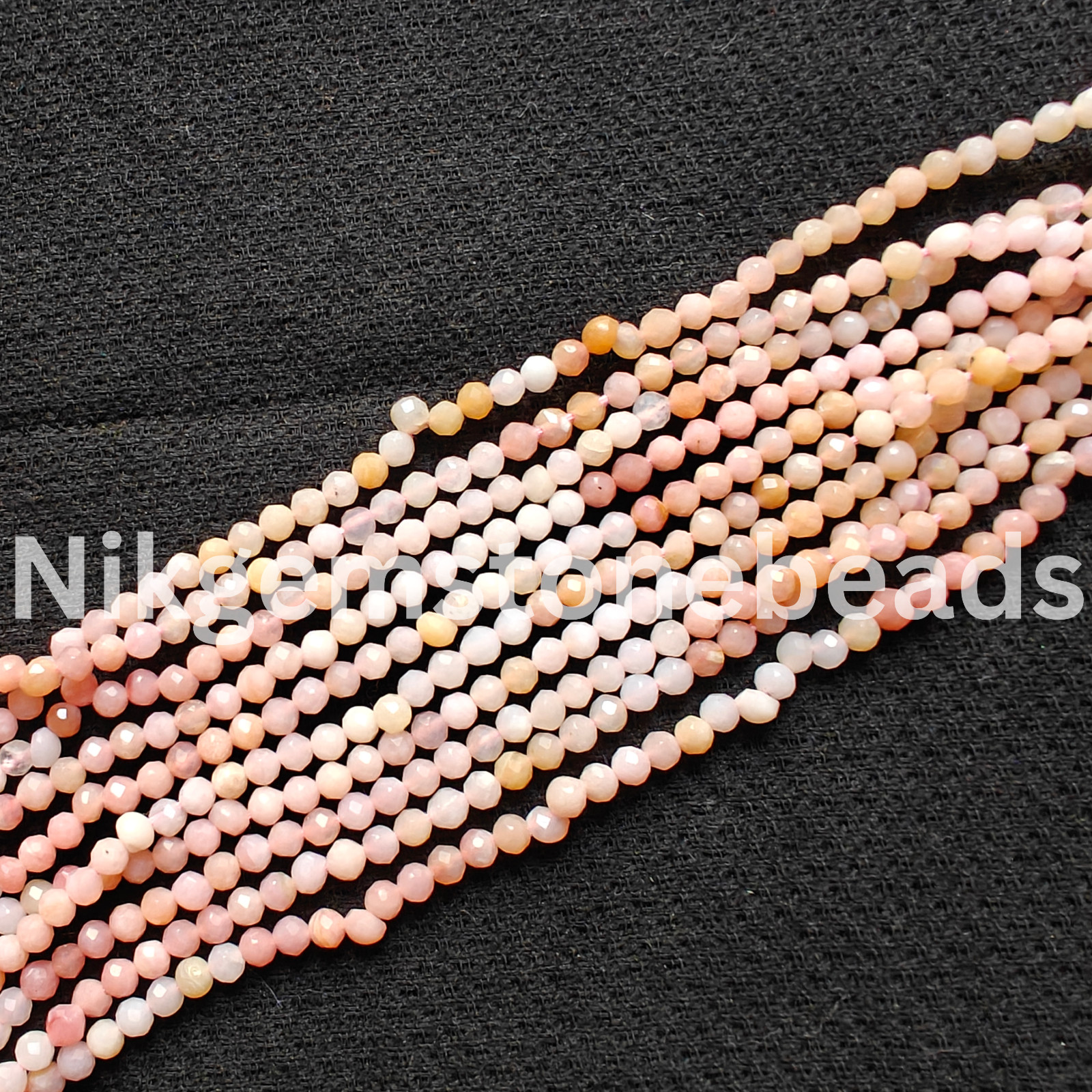 Natural Shaded Peruvian Opal Beads, Micro Faceted Round Cut Stone, 3.25-3.45 MM.