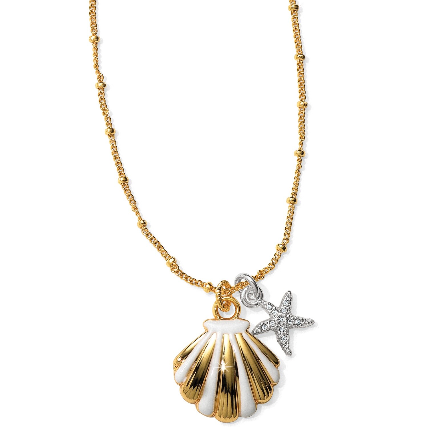 NWT Brighton SEA DREAMER SHELL Gold White Petite Pendant Necklace MSRP $50