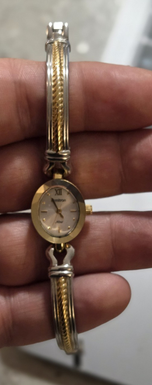 Armitron Watch Women 20.6mm Silver Gold Two Tone Oval Dial Bezel