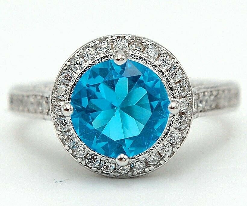 Heat Treated 4CT Blue Topaz 925 Solid Sterling Silver Ring Sz 6 UB3-9