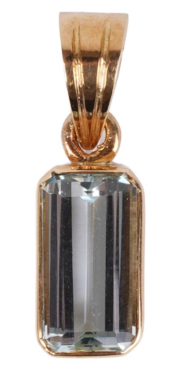 modern 2.00ct. Baguette Aquamarine Pendant 585 Gold Fine Blue