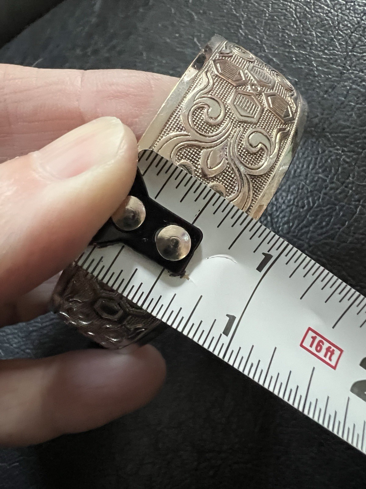 Wide Silver Tone Engraved Cuff Bracelet Floral Scroll Honeycomb Boho