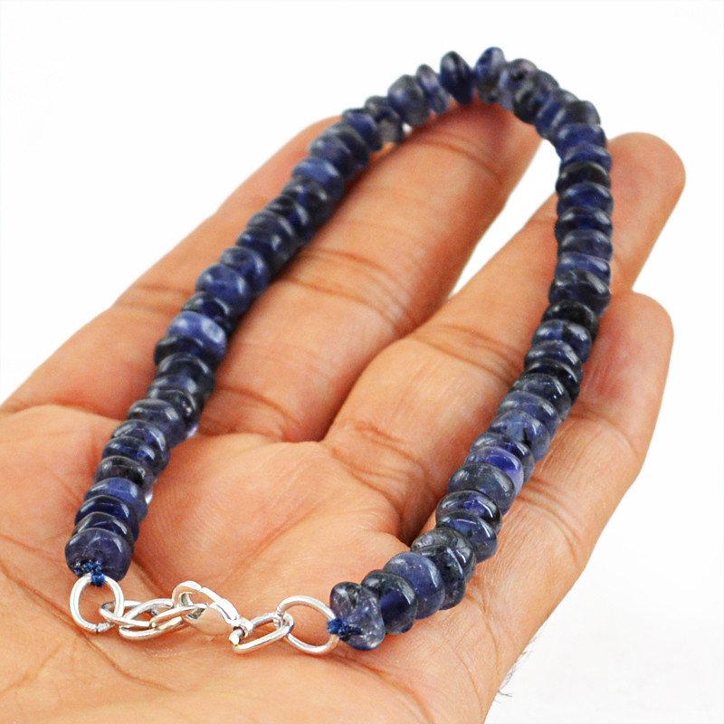 8″ Inches Long 75.00 Cts Natural Untreated Blue Tanzanite Beads Bracelet (DG)