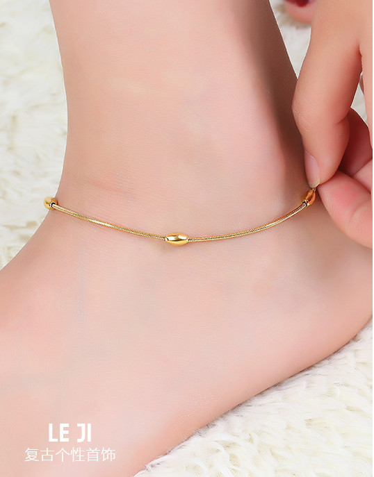10″ Elegant Women Stainless Steel Anklets Bead Foot Chain Ankle Bracelet PE44