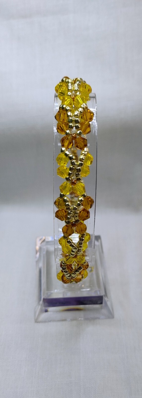 Handmade Beautiful Butterfly design bracelet in Honey, Yellow and Gold Colours