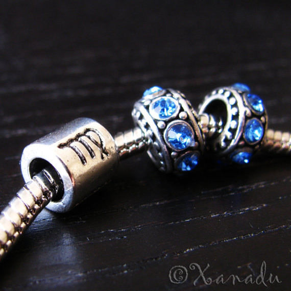 Virgo Zodiac Sign Bead with August Or September Birthstones For Charm Bracelets