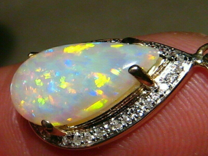 4Ct Pear Cut Fire Opal Diamond Teardrop Pendant 14K Yellow Gold Over Free Chain