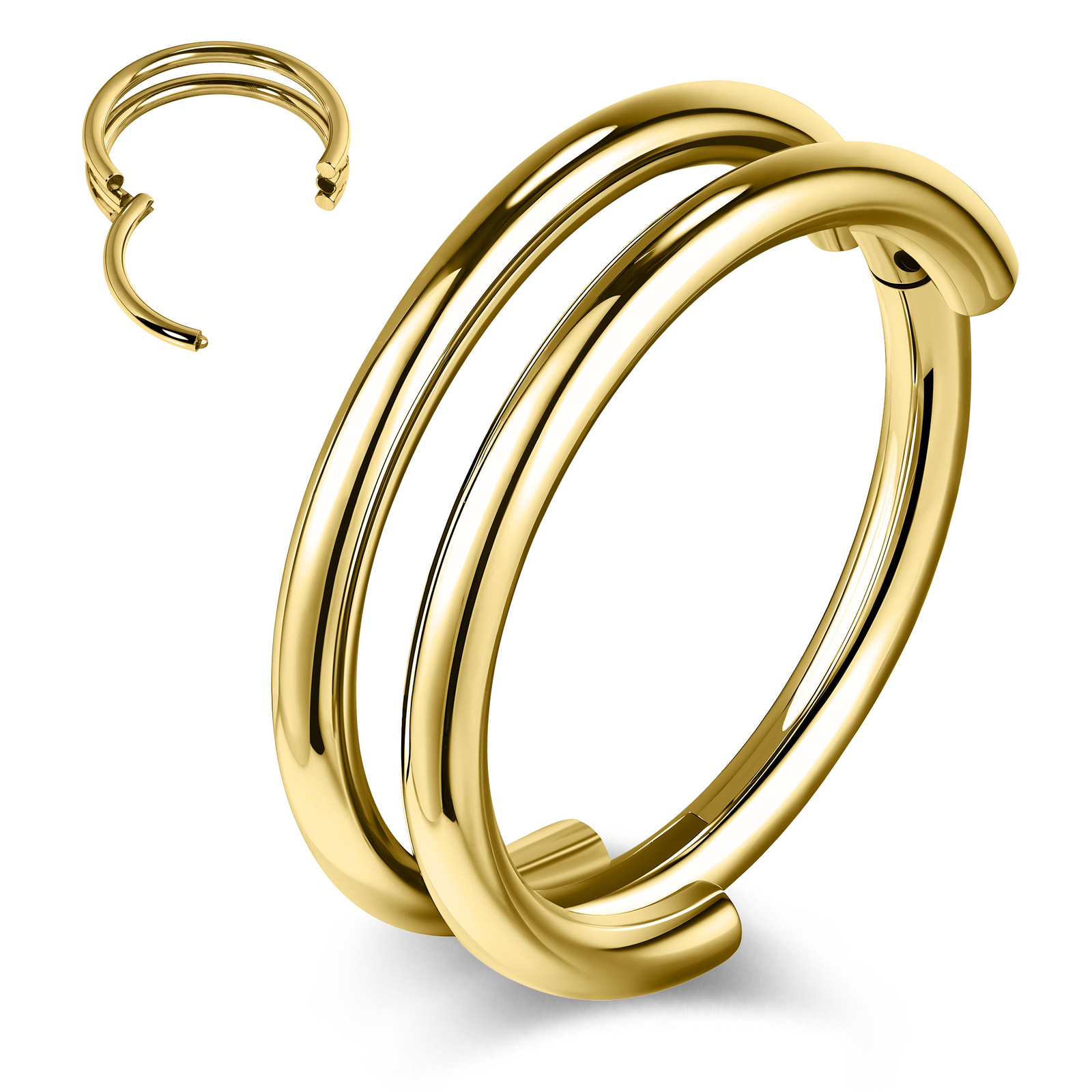 1 Pc Stainless Steel Double Nose Ring Cartilage Helix Earrings Septum Piercing