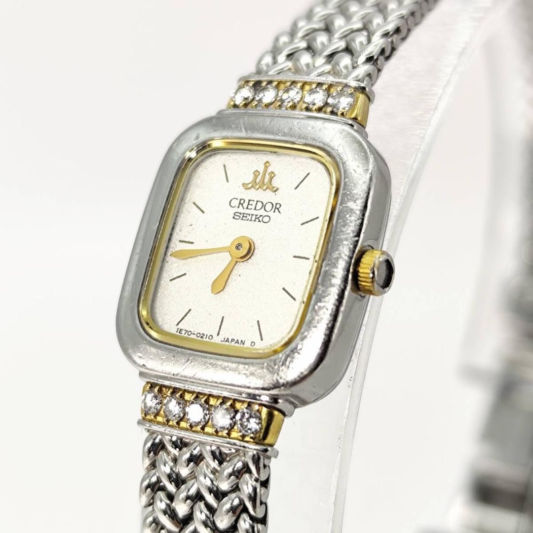 Operating Battery Seiko Credor 18K Diamond Ladies QZ Shell Style Safe packing!