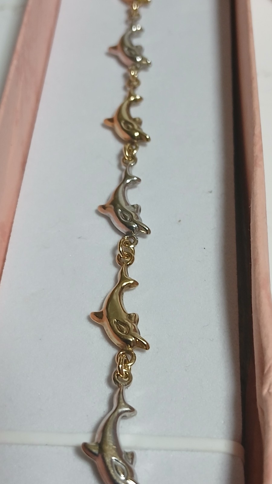 9ct Yellow and white Gold dolphins Bracelet.