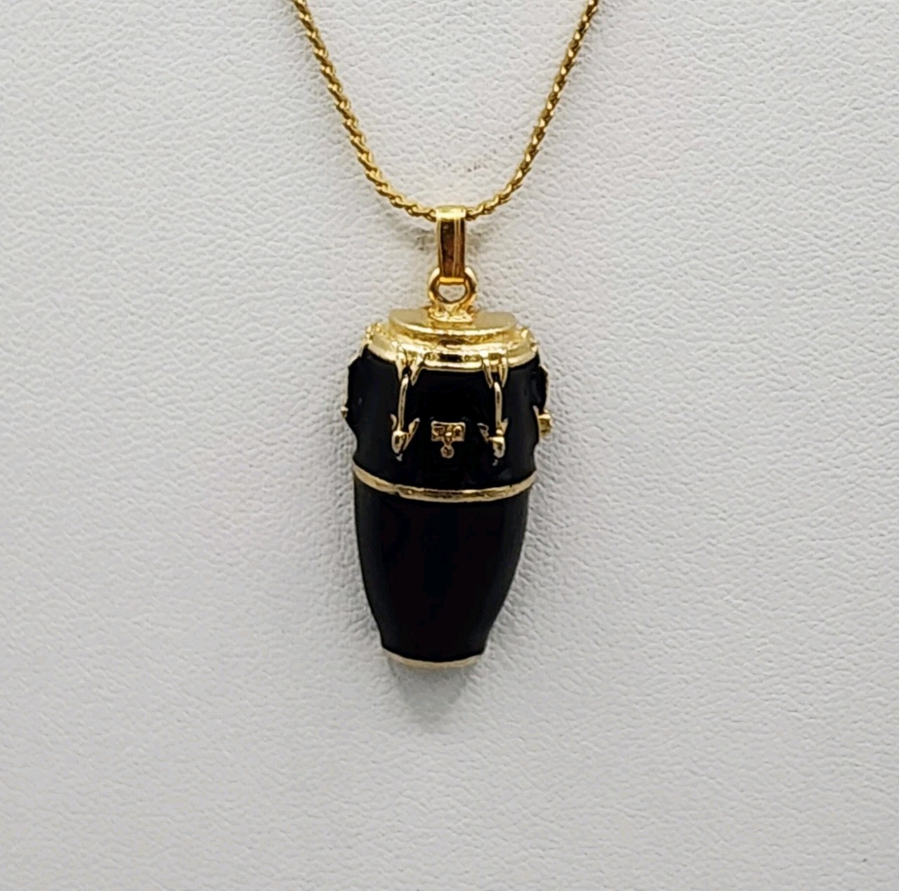Pendant Necklace Conga Drum Black/Gold Future Primitive USA 18″ Chain Music