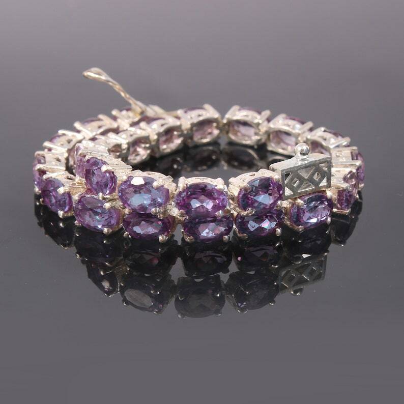 7x5mm oval cut Alexandrite Bracelet Tenniss Bracelet Colors Changing Bracelet