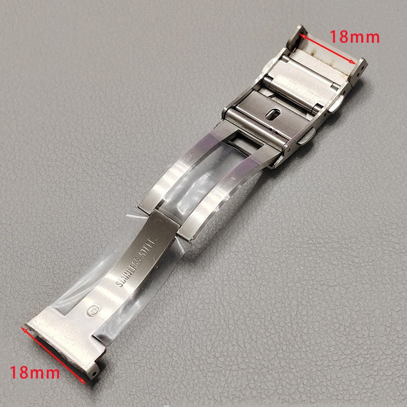 316L Solid Stainless Steel Folding Buckle Double-push Butterfly Clasp 18/20/22mm