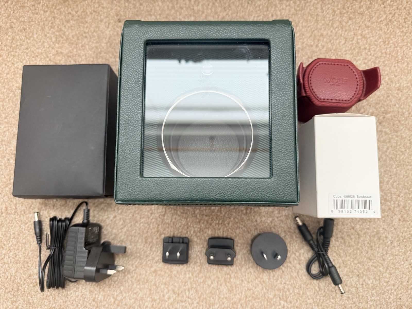 Wolf Watch Winder Module 1.8 – Green With Red Winder Insert – Boxed Accessories