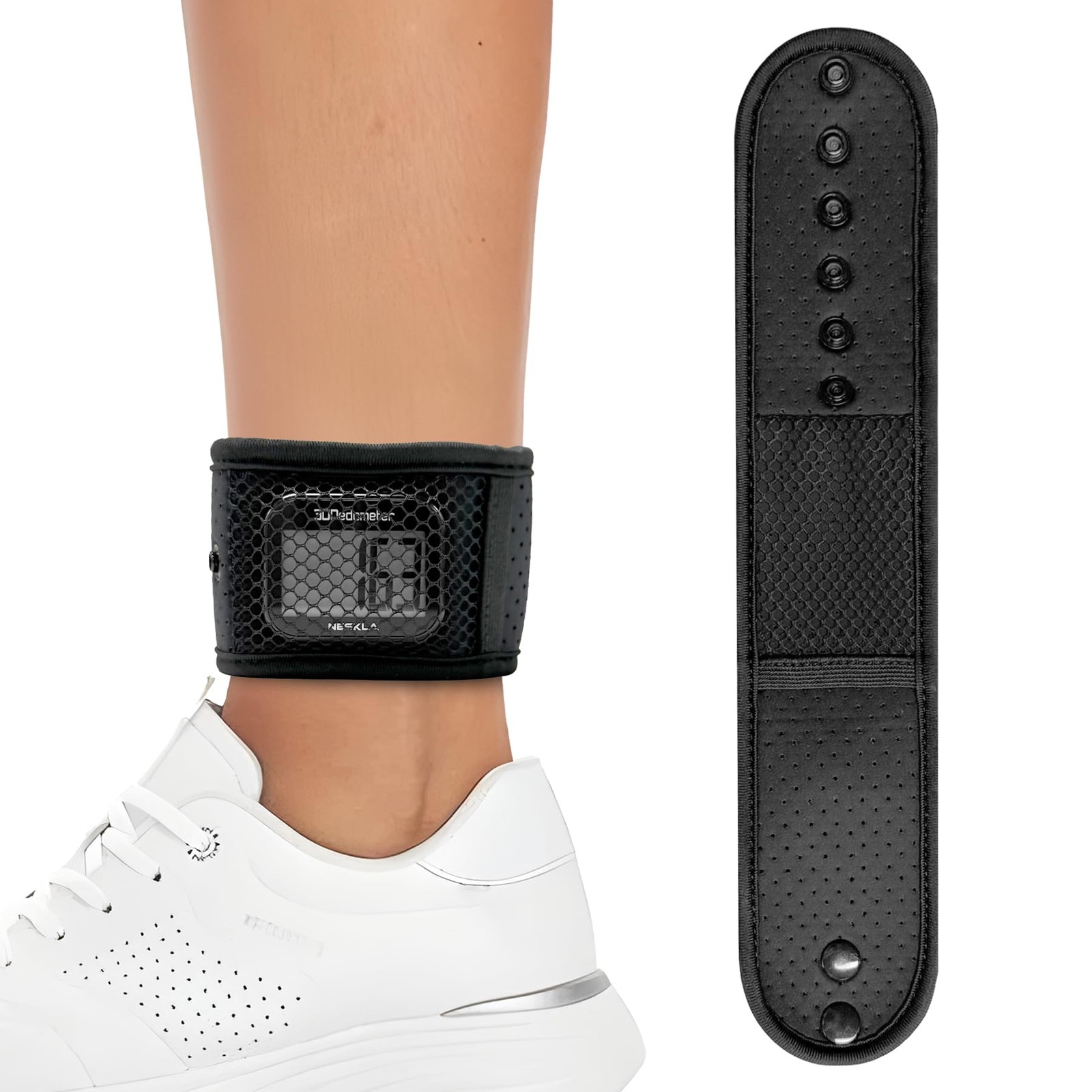 NESKLA Ankle Straps for Fitness Trackers, Soft Adjustment 13″, Black