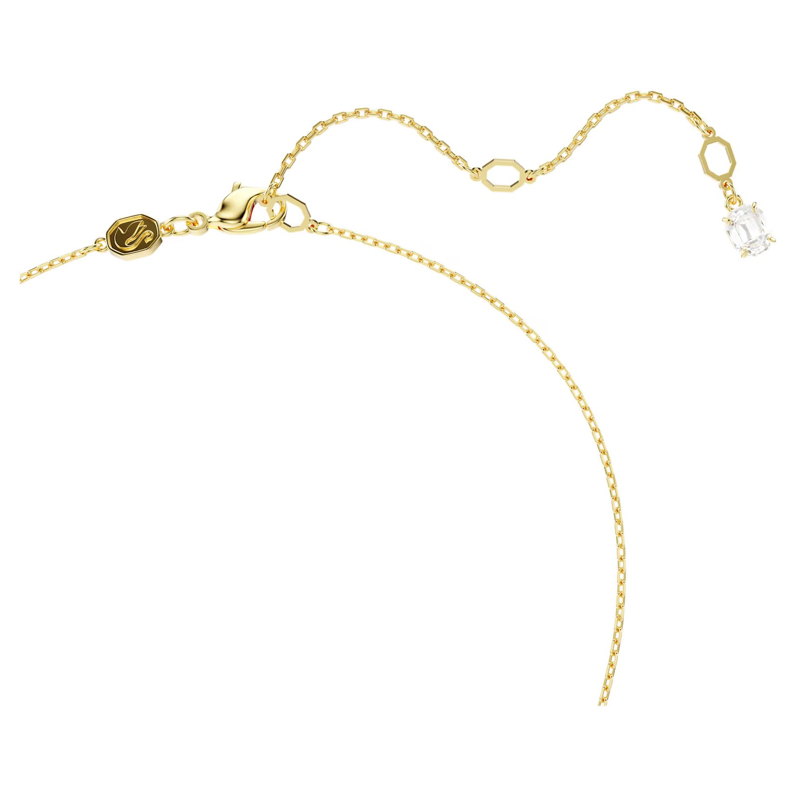 Swarovski Zirconia Stilla Pendant, Square Cut, White, Gold Tone Plated 5693153
