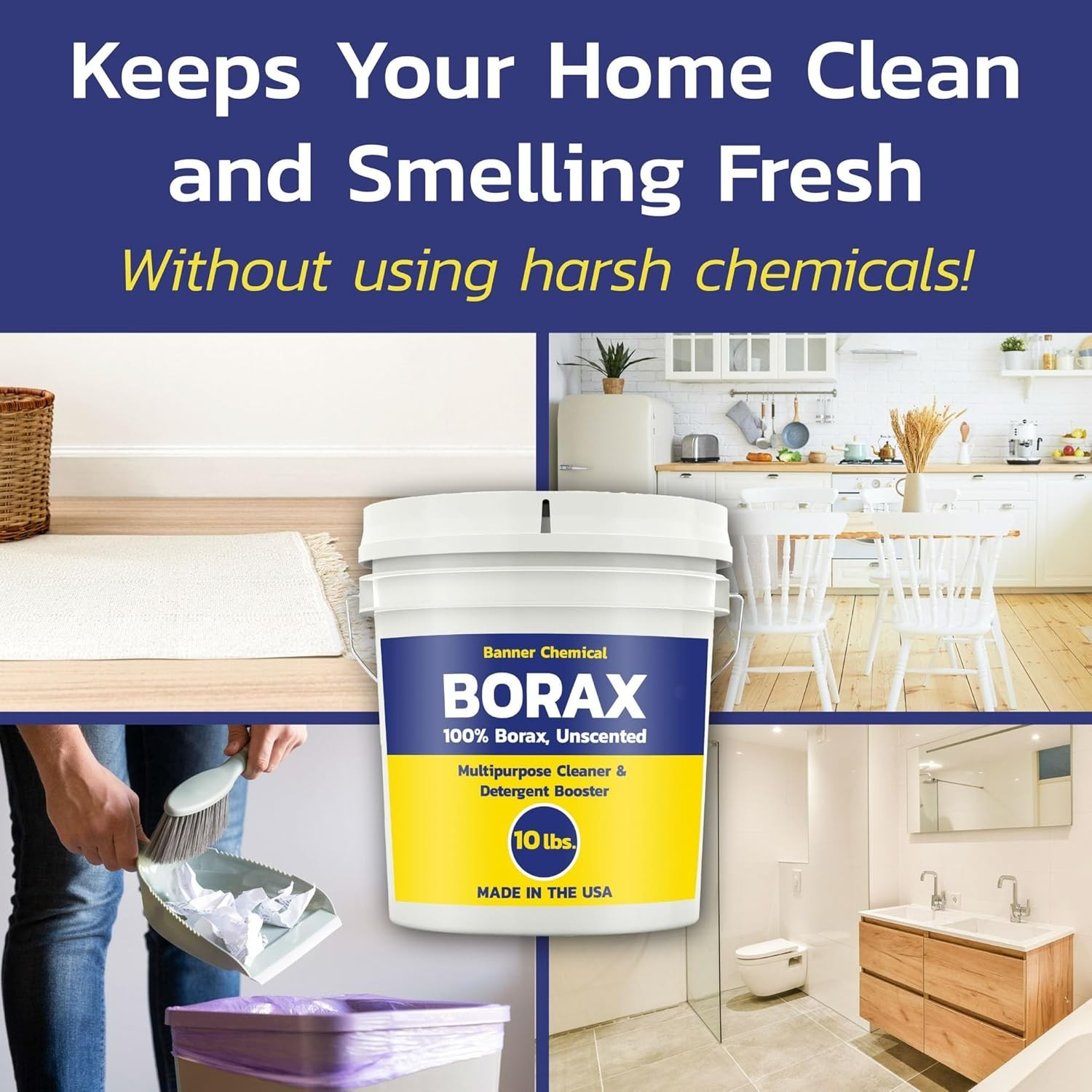 Raw Borax (10 lbs) – 100% Pure, Unscented, Multi-Purpose Cleaner & Detergent…