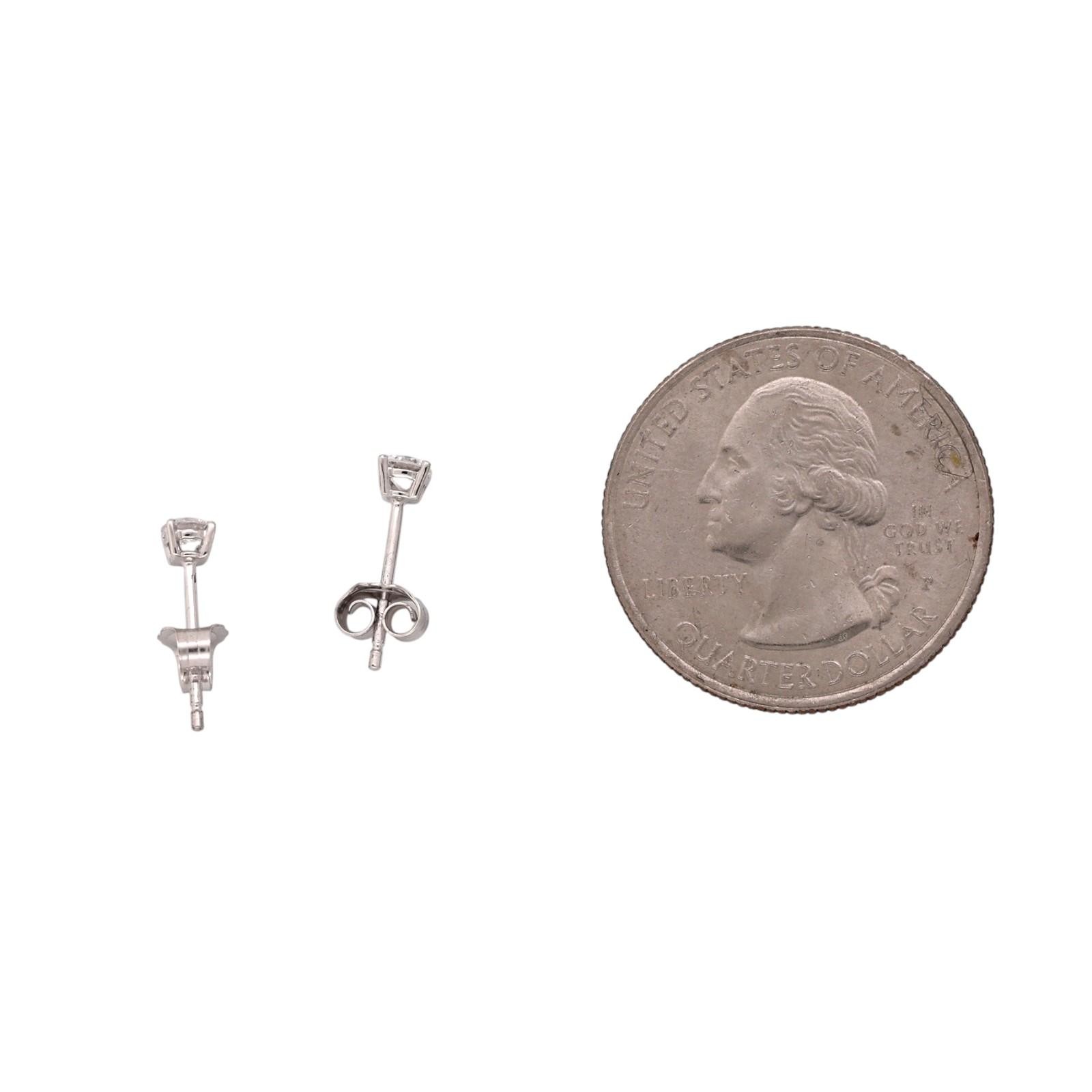 0.30CTW Round Lab Grown Diamond Stud Earrings Sterling Silver 4-Prong Basket Set