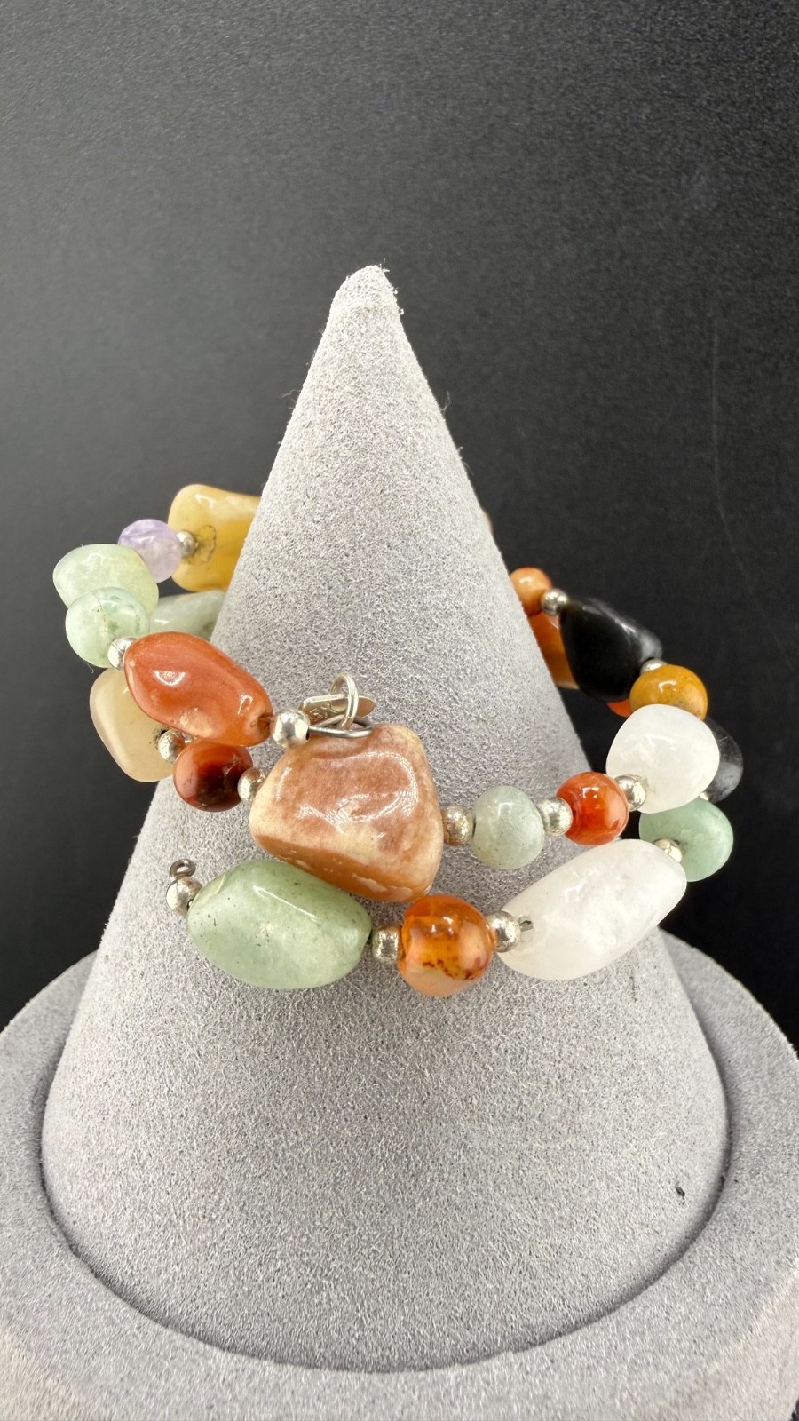 Mine Finds By Jay King Wrap Bracelet Polished Stone Signed 6”